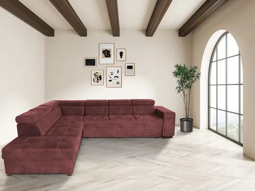 Narożnik rozkładany, kanapa narożna Luton 320x200 + 50 cm pufa - 1