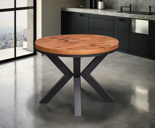 Stół okrągły rozkładany fi 100 + 2 x 50 cm LOFT z designerskimi nogami - 1