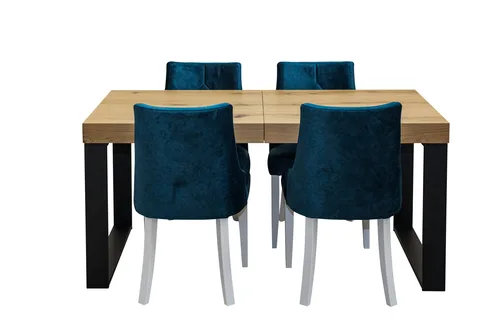 Stół rozkładany SJ51 160/90 + 40 + 4 krzesła KW100 w stylu loft - 3