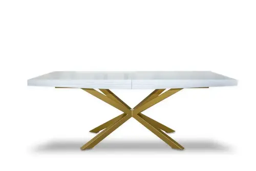 Stół SJ50 180/90 Gold + 6 krzeseł KW100 skóra naturalna - 3