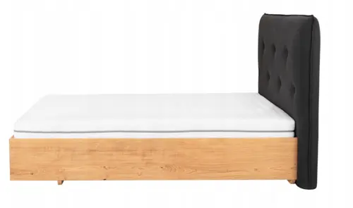 Łóżko sypialniane, łóżko z pojemnikiem 160x200 cm Davis drewno dębowe + tapicerowany zagłówek - 2