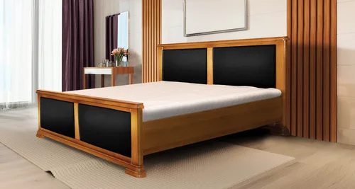 Łóżko drewniane 180/200 Verona ze stelażem z dwoma panelami w 100% Skórze naturalnej - 1