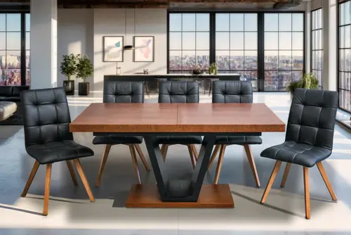 Stół Sj80 + 6 krzeseł KW110 100% skóra naturalna - 1