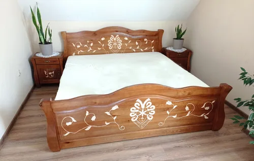Łóżko drewniane MJ10 Rzeźba 160x200 cm z drewna dębowego - 1