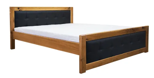 Drewniane łóżko LEONI 160x200 cm dębowe dwa panele w skórze naturalnej - 3