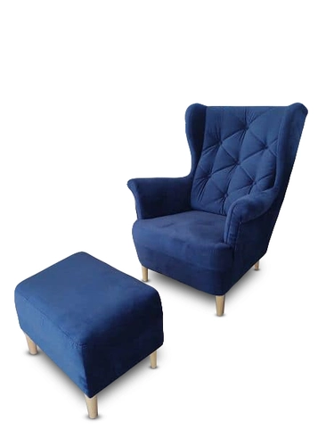 Fotel Uszak G Pik Karo + podnóżek - 1