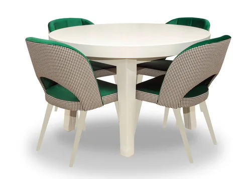 ZESTAW MEBLI: Stół okrągły Kloze 110 + 40 cm + 4 krzesła KW 112 Pepitka - 3