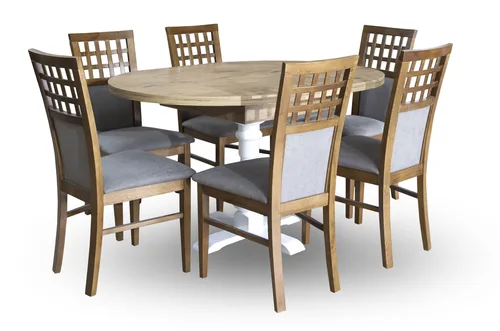 Stół z krzesłami, stół okrągły Cezary fi 100 + 40 cm + 6 krzeseł KJ5 - 2