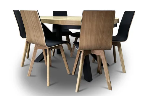 Stół z krzesłami, stół rozkładany fi 100 + 2x50 cm LOFT + 6 krzeseł LUKA - 3