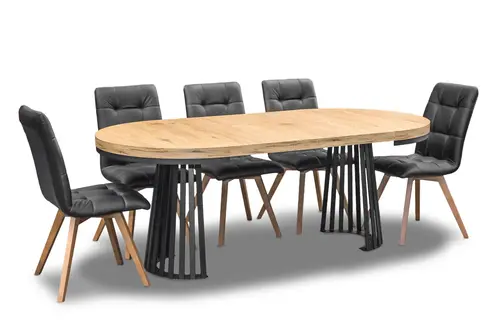 Stół Lam Loft Fi 100 + 2 x 50 cm + 4 krzesła Kw110 - 2