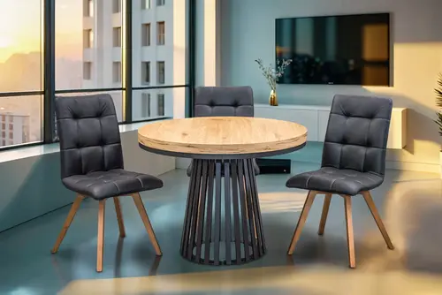 Stół Lam Loft Fi 100 + 2 x 50 cm + 4 krzesła Kw110 - 1