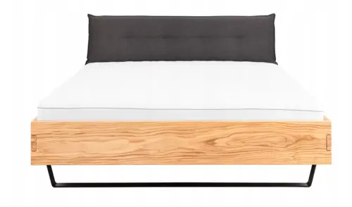 Łóżko sypialniane, łóżko dębowe 140x200 cm Teramo PIK z tapicerowanym zagłówkiem i metalową nogą - 3