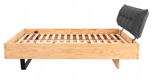 Łóżko sypialniane, łóżko dębowe 140x200 cm Teramo PIK z tapicerowanym zagłówkiem i metalową nogą - 2