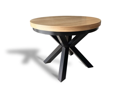 Stół okrągły rozkładany fi 100 + 2 x 50 cm LOFT z designerskimi nogami - 1