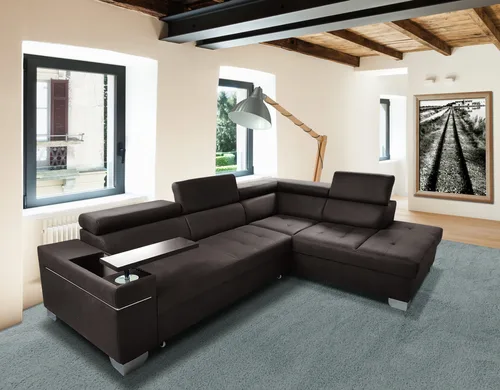 Narożnik skórzany, kanapa narożna z funkcją spania 270/210 cm COLUMBO 100% Skóra naturalna - 1