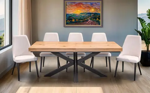 Stół Loft P2 400 cm rozkładany 100x200 + 4x50 cm + 6 Krzeseł Olo - 1