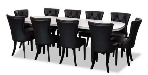 Stół Kloze 180/90, 2 wkładki 45 cm + 6 krzeseł Glam skóra naturalna - 3