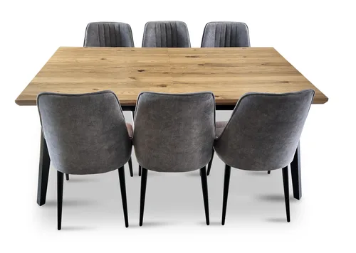 Stół z krzesłami, stół rozkładany Luis 180/100 + 50 cm + 6 krzeseł KJ Kubełek Olo - 2