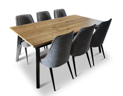 Stół z krzesłami, stół rozkładany Luis 180/100 + 50 cm + 6 krzeseł KJ Kubełek Olo - 1