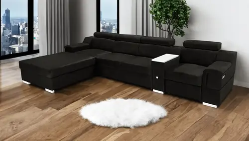 Narożnik rozkładany, kanapa narożna 350/200 cm Jumbo II + Fotel z relaxem elektrycznym TKANINA PREMIUM - 1