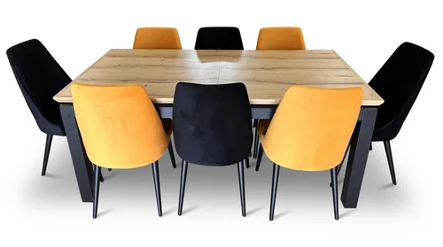 Stół z krzesłami, stół rozkładany Pablo 180/100+ 2x45 cm + 8 krzeseł KJ Kubełek Olo - 2