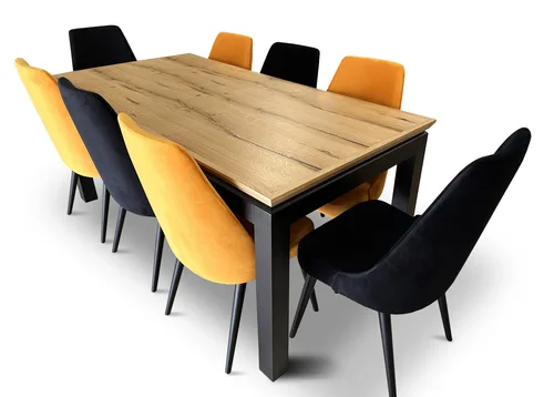 Stół z krzesłami, stół rozkładany Pablo 180/100+ 2x45 cm + 8 krzeseł KJ Kubełek Olo - 1