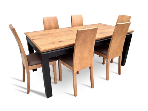 Stół z krzesłami, stół rozkładany 160/90 + 2x40 cm Pablo + 6 krzeseł Kama KJ28 - 1