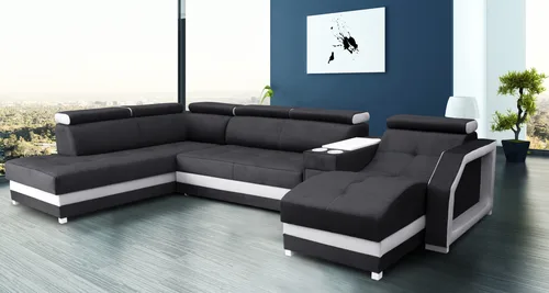 Narożnik Podkowa "U" 210/360/165 Solar I z szezlongiem, podświetleniem LED, barkiem - 1