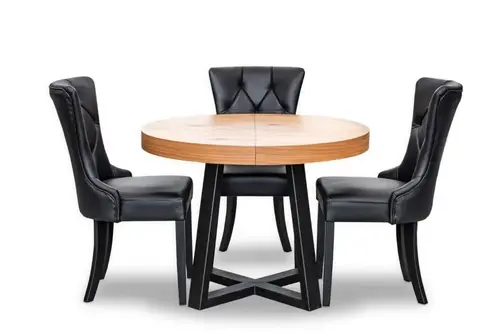 Stół Sj971 fi 100 + 50 + 4 krzesła glam skóra naturalna - 2