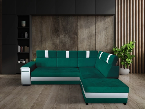 Narożnik rozkładany, kanapa narożna Riva 260x160 + 50 cm pufa - 1