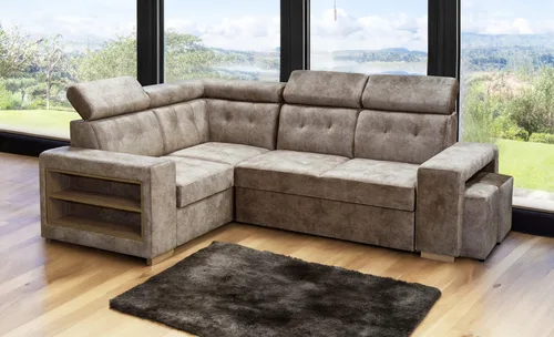 Narożnik do salonu 270/210 cm Leon pufy + półki - 1