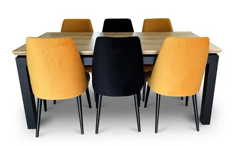 Stół z krzesłami, stół rozkładany Pablo 160/90 + 40 cm + 6 krzeseł KJ Kubełek Olo - 2