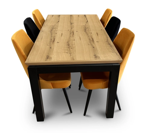 Stół z krzesłami, stół rozkładany Pablo 160/90 + 40 cm + 6 krzeseł KJ Kubełek Olo - 3