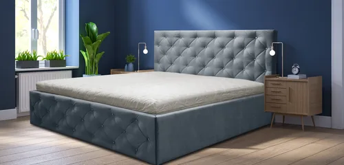 Łóżko G PIK KARO 200/200 cm tapicerowane z kryształki w Stylu Glamour - 1