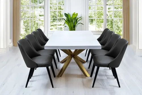 Stół SJ50 Gold 200/100 + 2x50 cm + 6 krzeseł FIGO - 1