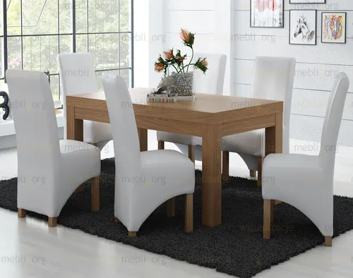 ZESTAW MEBLI: Rozkładany Stół Max 160/200x90 cm + 6 krzeseł tapicerowanych Opium Skos - 2