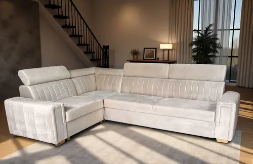 Narożnik Leo 210/290 cm, funkcja spania, pojemnik na pościel, tkanina - 1