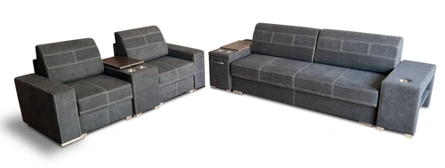 ZESTAW WYPOCZYNKOWY: Kanapa 3 osobowa z funkcją spania + sofa 2 osobowa z barkiem - 2