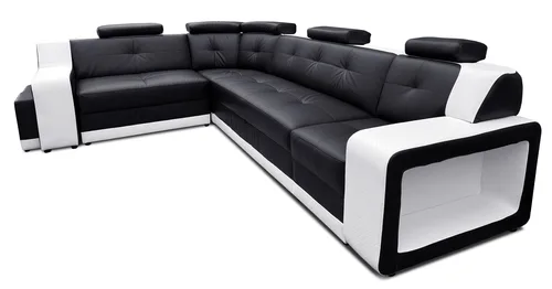 Skórzany narożnik rozkładany, kanapa narożna 320x230 cm Dante III + pufy 100% Skóra naturalna - 2