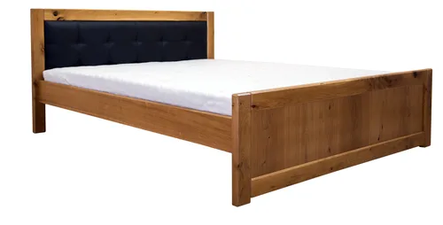 Drewniane łóżko dębowe LEONI 160/200 jeden panel w skórze naturalnej - 3