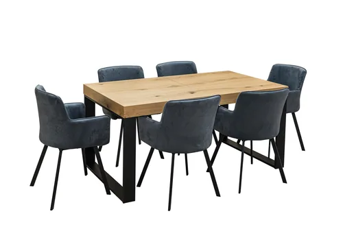 ZESTAW MEBLI: Designerski Stół SJ51 160/90 + 40 cm wkładka+ 6 krzeseł KW101 - 1