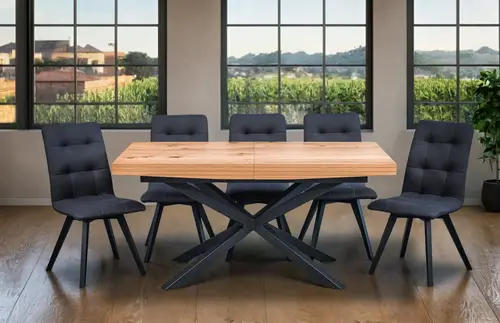 Stół SJ50 rozkładany 160x90 + 2x40 +6 krzeseł KW110 - 1