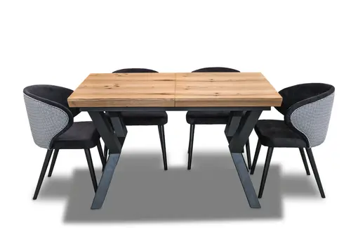 Stół Loft P1 Rozkładany 100/150 + 4×50 cm + 6 Krzeseł Pepitka Duo - 2