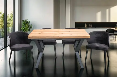 Stół Loft P1 Rozkładany 100/150 + 4×50 cm + 6 Krzeseł Pepitka Duo - 1