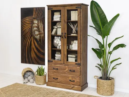 Witryna drewniana z szufladą Rustyk - 3