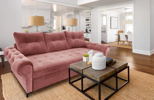 Sofa 3 osobowa MARVEL II funkcja spania w stylu glamour z kryształkami - 1