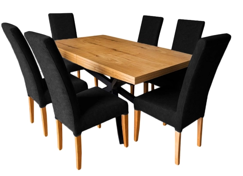 Stół rozkładany SJ50 160/88 + 2x40 cm + 6 krzeseł Igor - 1