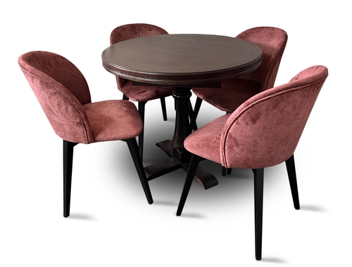 Stół z krzesłami, stół okrągły Cezary nierozkładany fi 90 cm + 4 krzesła Cross - 2