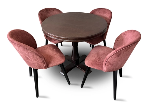 Stół z krzesłami, stół okrągły Cezary nierozkładany fi 90 cm + 4 krzesła Cross - 3