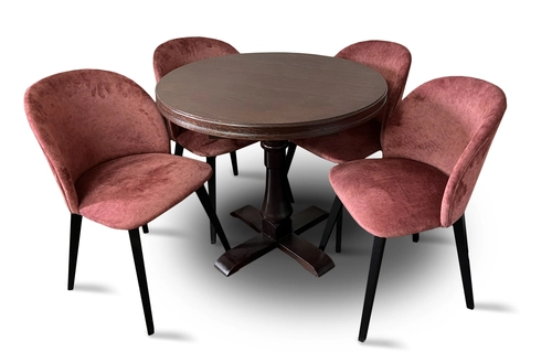 Stół z krzesłami, stół okrągły Cezary nierozkładany fi 90 cm + 4 krzesła Cross - 1